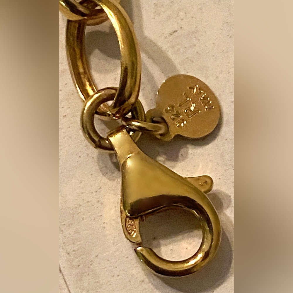 ITALY 925 stamped Sterling Silver 24k gold-plated Euro Coin Charm Bracelet NEW - Picture 2 of 5